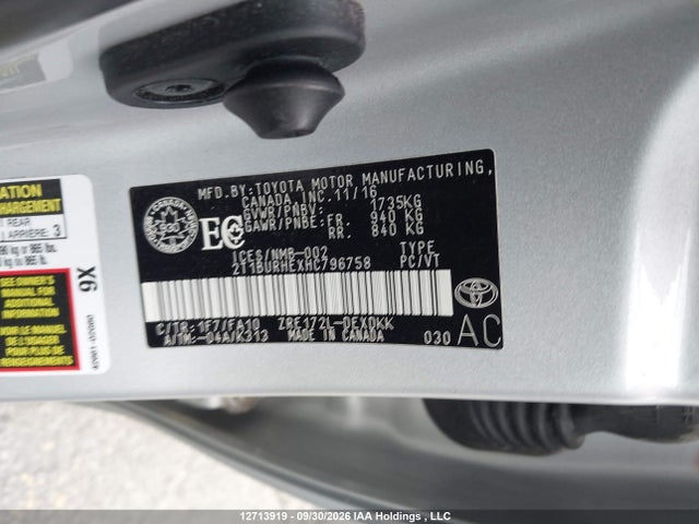 12713919 :رقم المزاد ، 2T1BURHEXHC796758 vin ، 2017 Toyota Corolla Ce مزاد بيع