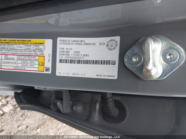 2HGFE4F89SH005777 Honda Civic Sport Hybrid/sport Touring Hybrid