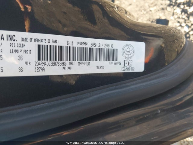 Продаж на аукціоні авто 2011 Dodge Grand Caravan, vin: 2D4RN4DG2BR763060, номер лоту: 12713953