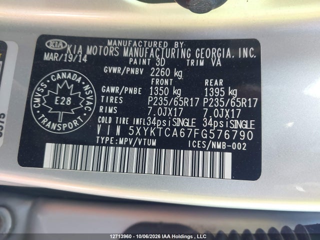 KIA Sorento 2015 5XYKTCA67FG576790 Image 18
