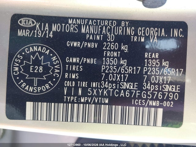 KIA Sorento 2015 5XYKTCA67FG576790 Image 9