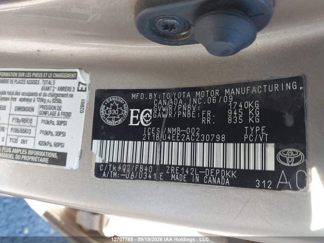Aukcja sprzedaży 2010 Toyota Corolla Ce, vin: 2T1BU4EE2AC230798, numer aukcji: 12707785