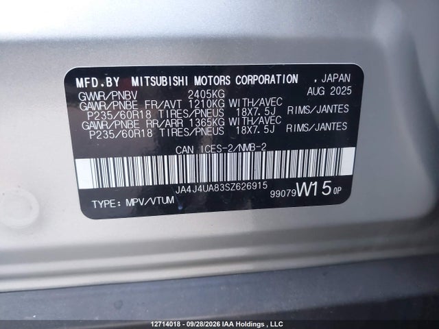 Mitsubishi Outlander Es 2025 JA4J4UA83SZ626915 Image 9