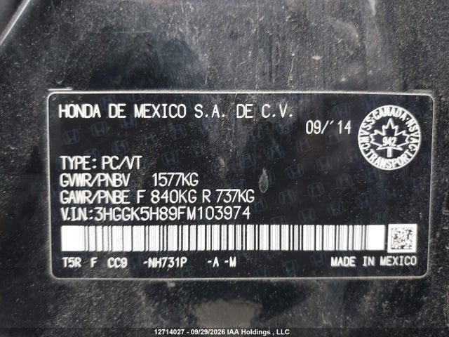 3HGGK5H89FM103974 Honda Fit