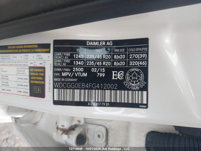 WDCGG0EB4FG412002 Mercedes-Benz Glk 250 Bluetec