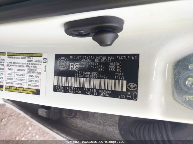 Aukcja sprzedaży 2009 Toyota Matrix Xr, vin: 2T1KE40E09C019177, numer aukcji: 12714067