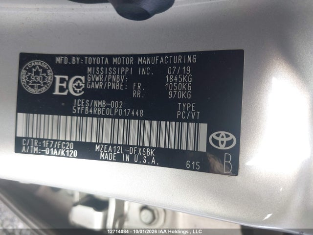 Toyota COROLLA SE 2020 5YFB4RBE0LP017448 Image 9