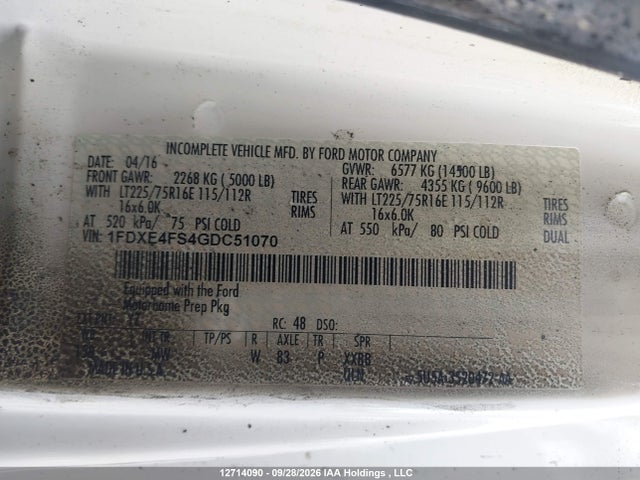 Ford E-450 Cutaway 2016 1FDXE4FS4GDC51070 Image 9