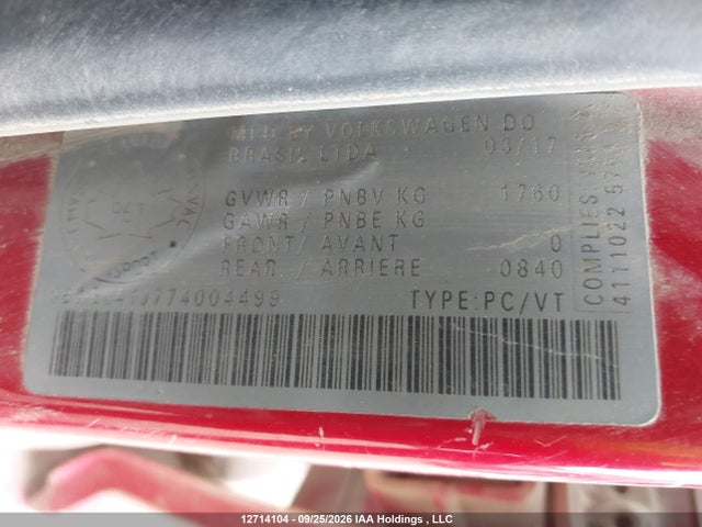 12714104 :رقم المزاد ، 9BWEL41J774004499 vin ، 2007 Volkswagen City Golf 2.0 مزاد بيع