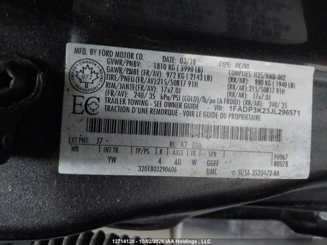 Продаж на аукціоні авто 2018 Ford Focus Se, vin: 1FADP3K23JL296571, номер лоту: 12714120