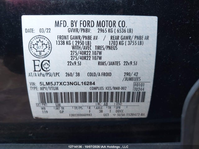 Lincoln Aviator Reserve 2022 5LM5J7XC3NGL16284 Image 9