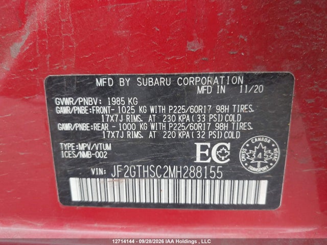 Продажа на аукционе авто 2021 Subaru Crosstrek Sport, vin: JF2GTHSC2MH288155, номер лота: 12714144