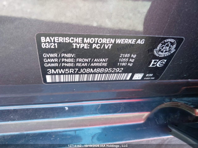 Продажа на аукционе авто 2021 Bmw 330i Xdrive, vin: 3MW5R7J08M8B95292, номер лота: 12714162
