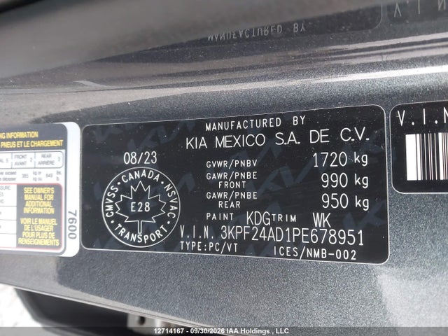 Продажа на аукционе авто 2023 Kia Forte Lx, vin: 3KPF24AD1PE678951, номер лота: 12714167