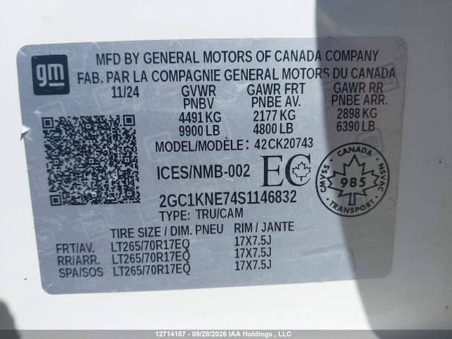 Продажа на аукционе авто 2025 Chevrolet Silverado K2500 Heavy Duty Lt, vin: 2GC1KNE74S1146832, номер лота: 12714187