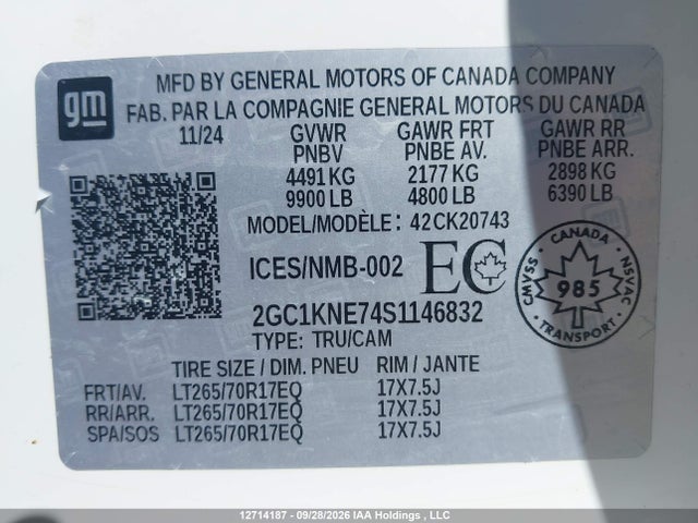 Продажа на аукционе авто 2025 Chevrolet Silverado K2500 Heavy Duty Lt, vin: 2GC1KNE74S1146832, номер лота: 12714187