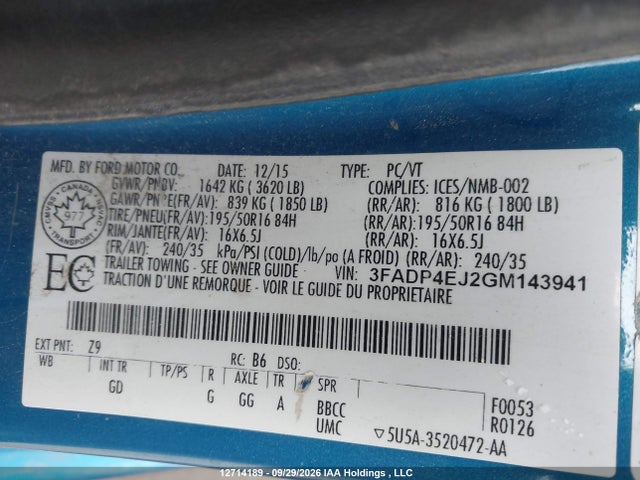 Продаж на аукціоні авто 2016 Ford Fiesta Se, vin: 3FADP4EJ2GM143941, номер лоту: 12714189