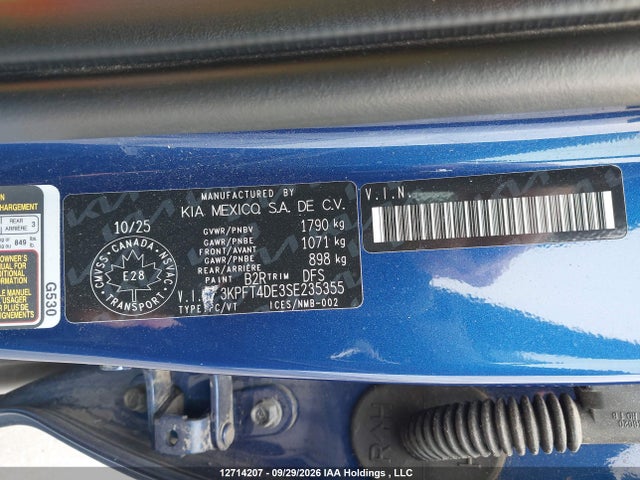 Aukcja sprzedaży 2025 Kia K4 Lx, vin: 3KPFT4DE3SE235355, numer aukcji: 12714207