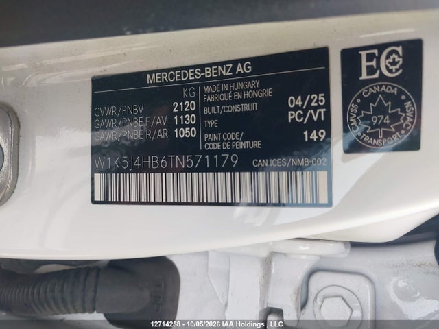 Продаж на аукціоні авто 2026 Mercedes-benz Cla 250 4matic, vin: W1K5J4HB6TN571179, номер лоту: 12714258