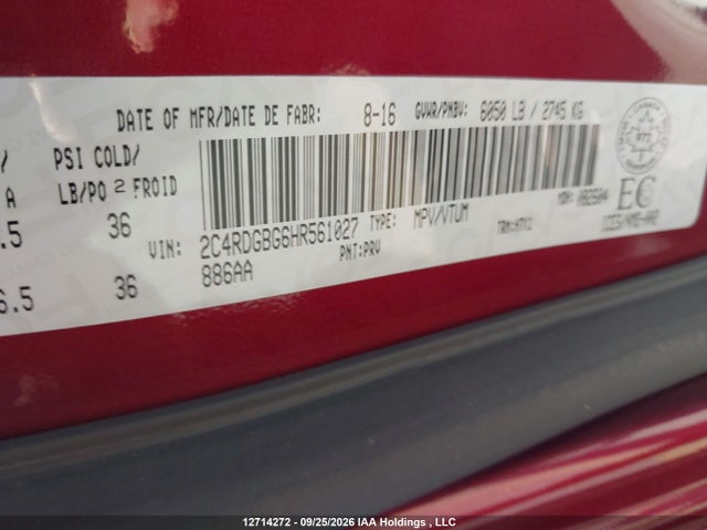 Продаж на аукціоні авто 2017 Dodge Grand Caravan Cvp/sxt, vin: 2C4RDGBG6HR561027, номер лоту: 12714272