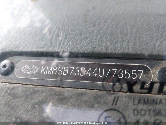 2004 Hyundai Santa Fe Gl მანქანა იყიდება აუქციონზე, vin: KM8SB73D44U773557, აუქციონის ნომერი: 12714304