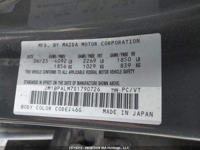 JM1BPALM7S1790726 Mazda Mazda3 Sport Gs