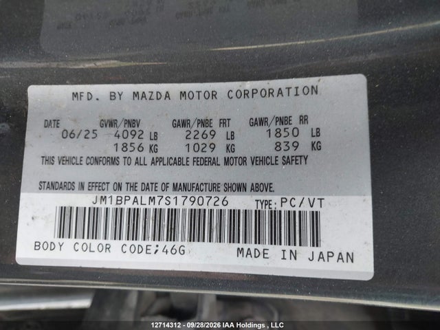 JM1BPALM7S1790726 Mazda Mazda3 Sport Gs