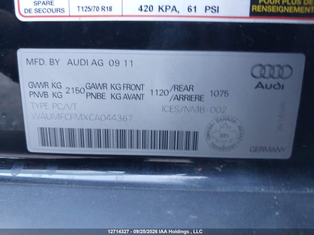 Продаж на аукціоні авто 2012 Audi A3 2.0t Progressiv, vin: WAUMFCFMXCA044367, номер лоту: 12714327