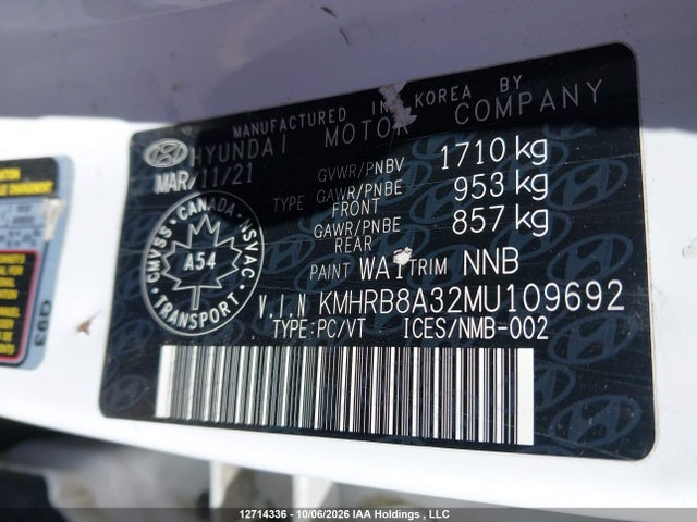 Продаж на аукціоні авто 2021 Hyundai Venue Essential Auto Ivt With Two-tone Body Colour, vin: KMHRB8A32MU109692, номер лоту: 12714336