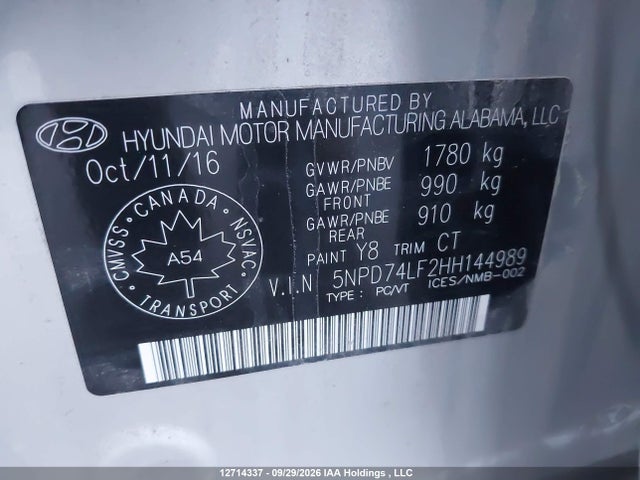 Hyundai ELANTRA SE 2017 5NPD74LF2HH144989 Image 9