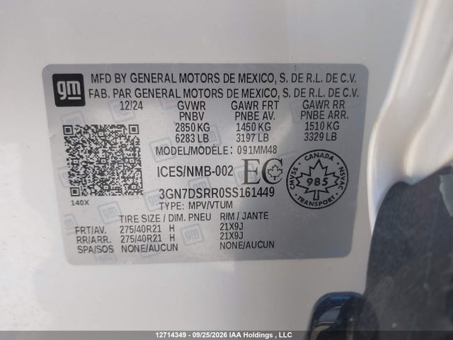 Aukcja sprzedaży 2025 Chevrolet Equinox Rs, vin: 3GN7DSRR0SS161449, numer aukcji: 12714349