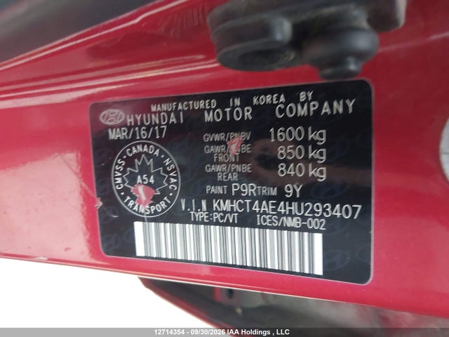 Продаж на аукціоні авто 2017 Hyundai Accent Gl, vin: KMHCT4AE4HU293407, номер лоту: 12714354
