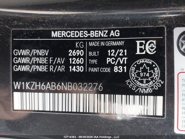 Продажа на аукционе авто 2022 Mercedes-benz E 450 4m All Terrain, vin: W1KZH6AB6NB032276, номер лота: 12714363