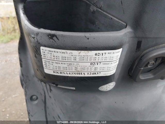 12714385 :رقم المزاد ، RKRSA43N0HA124837 vin ، 2017 Yamaha Yw50 F مزاد بيع