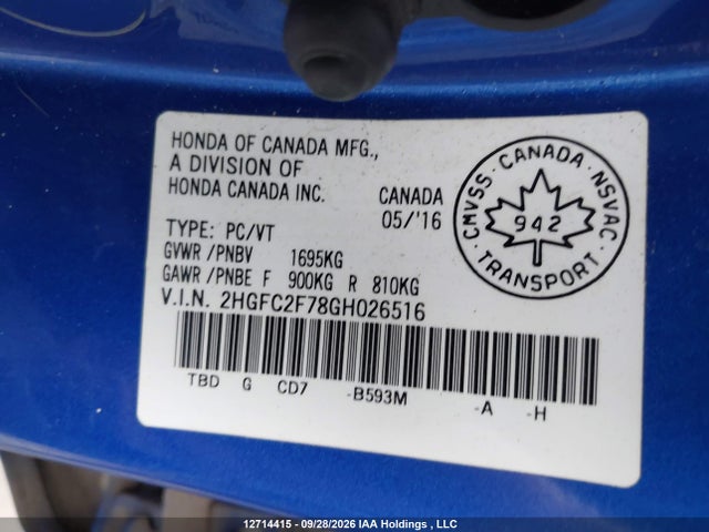 Honda CIVIC EX 2016 2HGFC2F78GH026516 Image 9