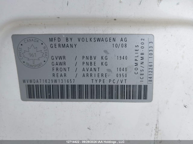 Продажа на аукционе авто 2009 Volkswagen Rabbit 5-door Comfortline/5-door Trendline, vin: WVWDA71K29W131657, номер лота: 12714422