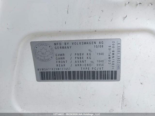 Продажа на аукционе авто 2009 Volkswagen Rabbit 5-door Comfortline/5-door Trendline, vin: WVWDA71K29W131657, номер лота: 12714422