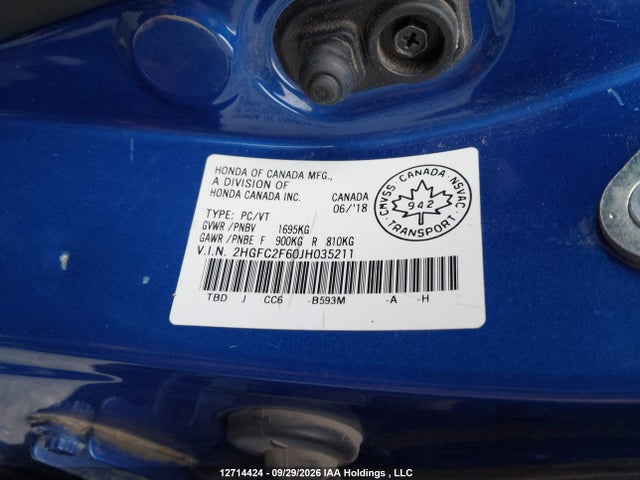 Aukcja sprzedaży 2018 Honda Civic Se, vin: 2HGFC2F60JH035211, numer aukcji: 12714424