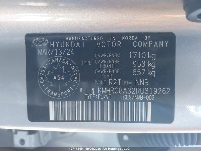 2024 Hyundai Venue Preferred მანქანა იყიდება აუქციონზე, vin: KMHRC8A32RU319262, აუქციონის ნომერი: 12714449