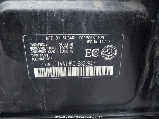 JF1VA1H60J9822947 Subaru Wrx Limited