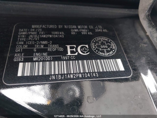 Продаж на аукціоні авто 2023 Nissan Qashqai S, vin: JN1BJ1AW2PW104143, номер лоту: 12714525
