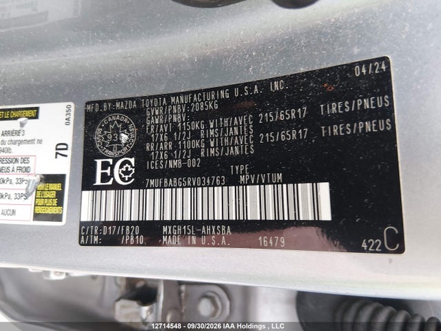 Продажа на аукционе авто 2024 Toyota Corolla Cross Hybrid Se, vin: 7MUFBABG5RV034763, номер лота: 12714548