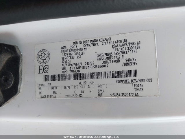 Ford F150 2016 1FTMF1E81GKE66801 Image 9