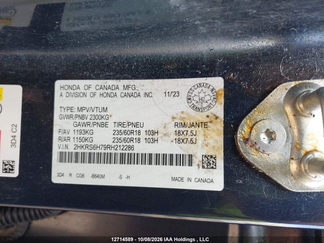 2HKRS6H79RH212286 Honda CR-V