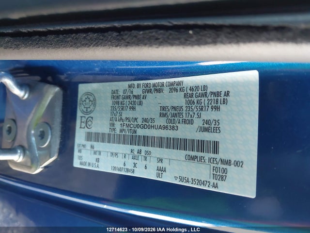 1FMCU0GD0HUA96383 Ford ESCAPE SE