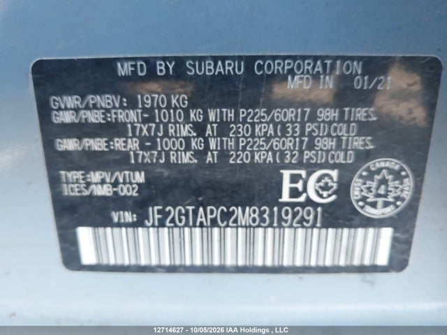 Subaru Crosstrek Touring 2021 JF2GTAPC2M8319291 Image 9