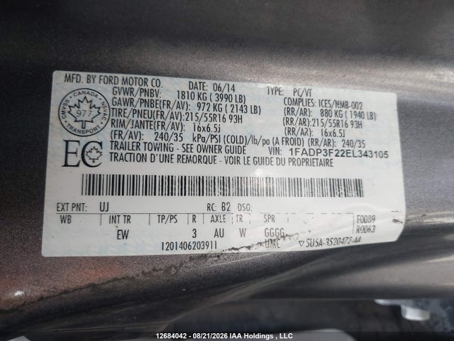Продаж на аукціоні авто 2014 Ford Focus Se, vin: 1FADP3F22EL343105, номер лоту: 12684042