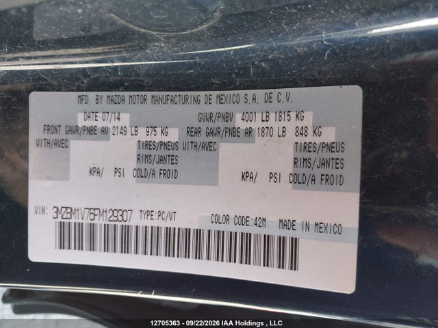 Продаж на аукціоні авто 2015 Mazda Mazda3 Gs, vin: 3MZBM1V76FM129307, номер лоту: 12705363