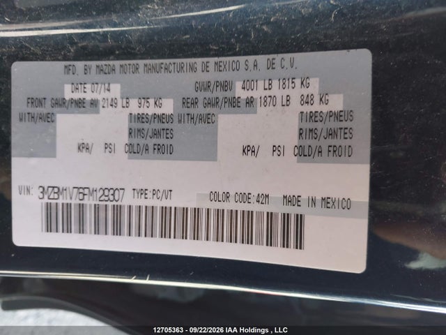 Продаж на аукціоні авто 2015 Mazda Mazda3 Gs, vin: 3MZBM1V76FM129307, номер лоту: 12705363