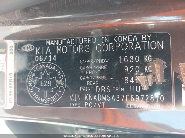 Aukcja sprzedaży 2015 Kia Rio Ex/lx/lx+/sx, vin: KNADM5A37F6972810, numer aukcji: 12649337